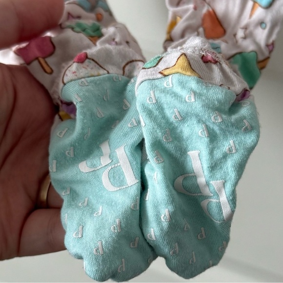 Posh Peanut Bamboo Newborn Ruffle Ice Cream Print Baby One Piece Footie - Picture 6 of 6